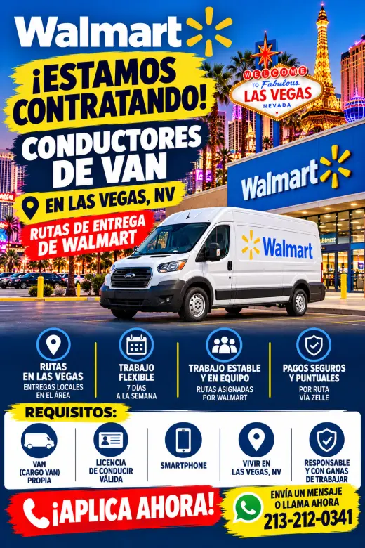 ¡ESTAMOS CONTRATANDO CONDUCTORES CON VAN EN LAS VEGAS, NV!