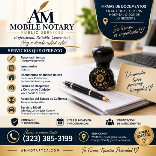Mobile Notary Public – Servicio Móvil en Español