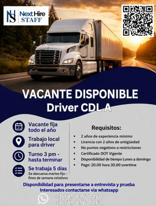 DRIVER CDL A , LOCAL MIAMI FL