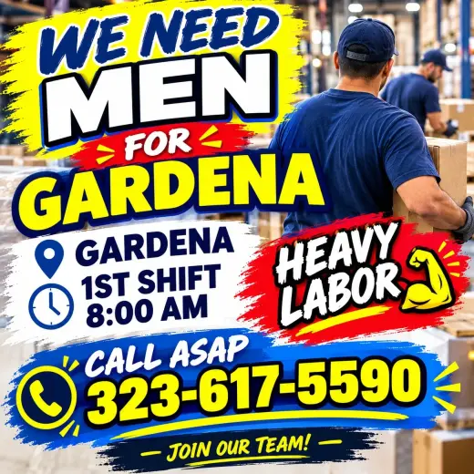 Oportunidad de Empleo: Trabajo Pesado en Gardena