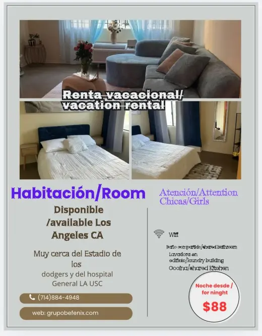 Habitación Acogedora en Renta Vacacional en Los Ángeles