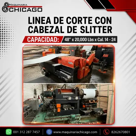 LINEA DE CORTE DAHLSTROM CON CABEZAL DE SLITTER  48" x 20,000 Lbs x Cal. 14 - 24