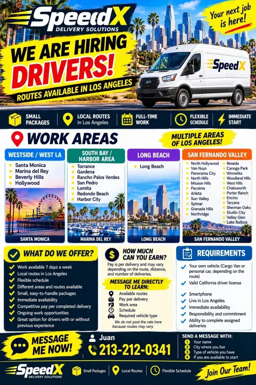 SPEEDX IS HIRING DRIVERS IN LOS ANGELES!