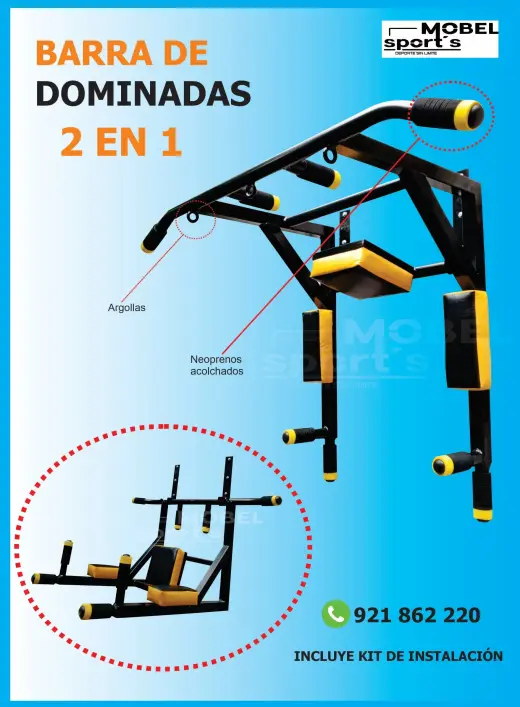 Barra de Dominadas 2 en 1 con Kit de Instalación