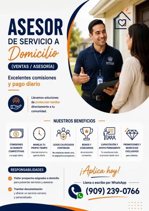 Asesor de Servicio a Domicilio (Ventas / Asesoría)