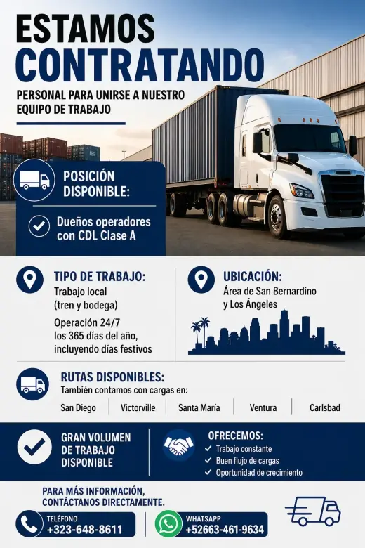 🚛 Se Solicitan Dueños Operadores Clase A🚛