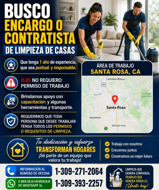 OFERTA DE EMPLEO EN LIMPIEZA DE CASAS