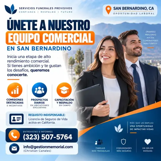 Únete a Nuestro Equipo Comercial en San Bernardino