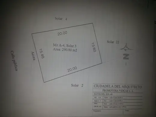 VENTA DE TERRENO  290,00 m2-Via Puntilla-Salitre.Contiguo a Malaga II