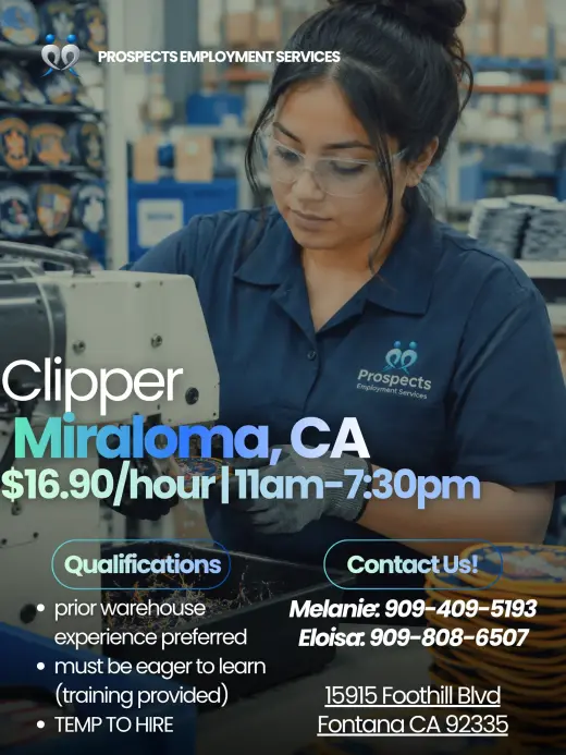 TRABAJO EN MIRALOMA,CA