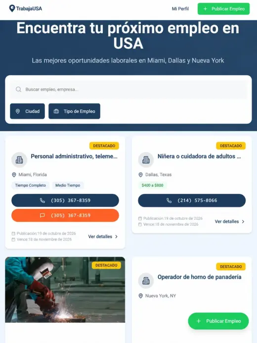 TRABAJOS EN NEW YORK, MIAMI Y DALLAS