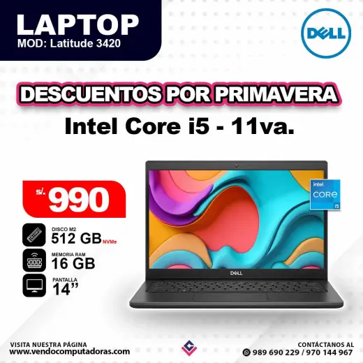 Laptop DELL Core i5 - 11va. - Latitude3420