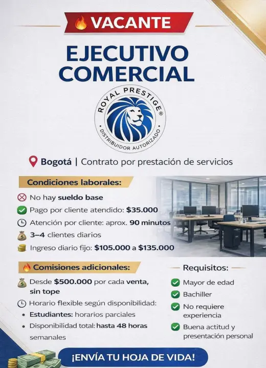 Vacante de Ejecutivo Comercial en Bogotá