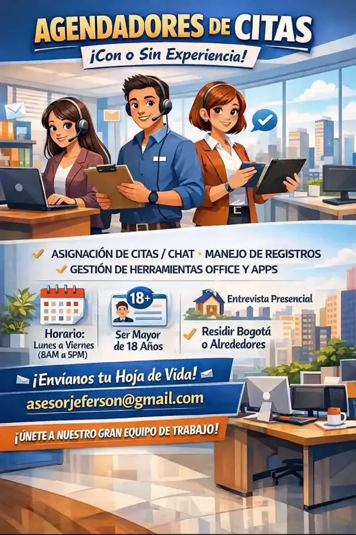 Convocatoria abierta, personal sin experiencia en Bogota