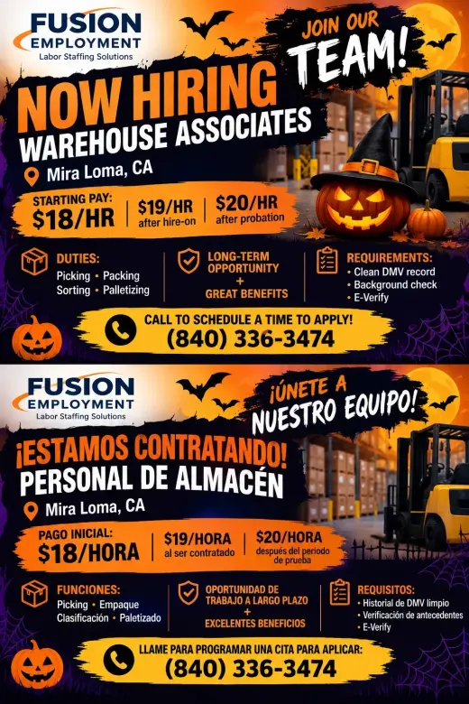 Mira Loma - General Labor | Trabajo General $18/Hr