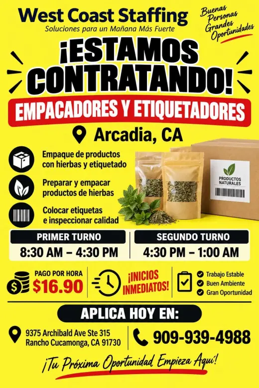 Trabajo De Empaque y Etiquetar