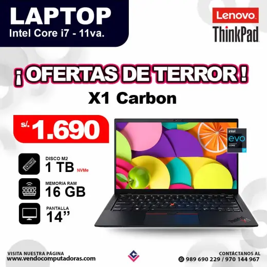 Laptop LENOVO THINKPAD core i7 - 11va / X1 Carbon Gen 9