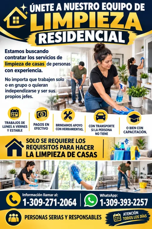 SE BUSCAN ENCARGADOS Y PERSONAL DE LIMPIEZA RESIDENCIAL