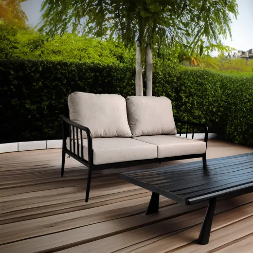 de patio de ratán de 9 piezas con patas de madera de acacia