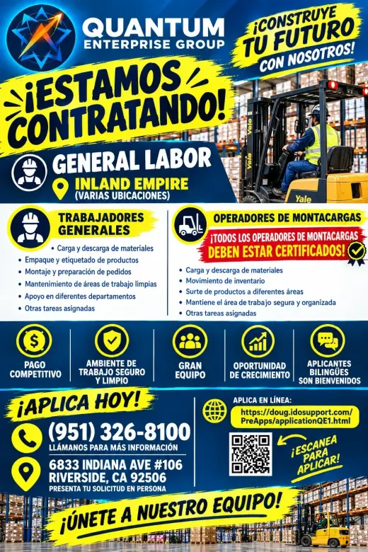 Estamos Contratando - Labor General - Warehouse