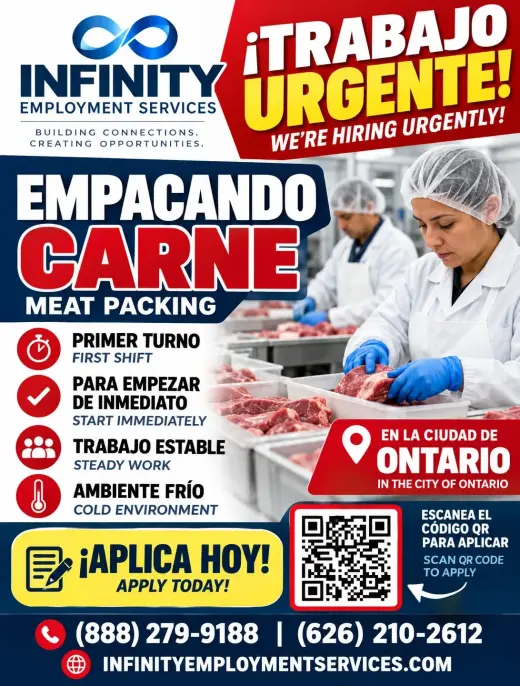 Oportunidades de Trabajo Urgentes en Empacado de Carne