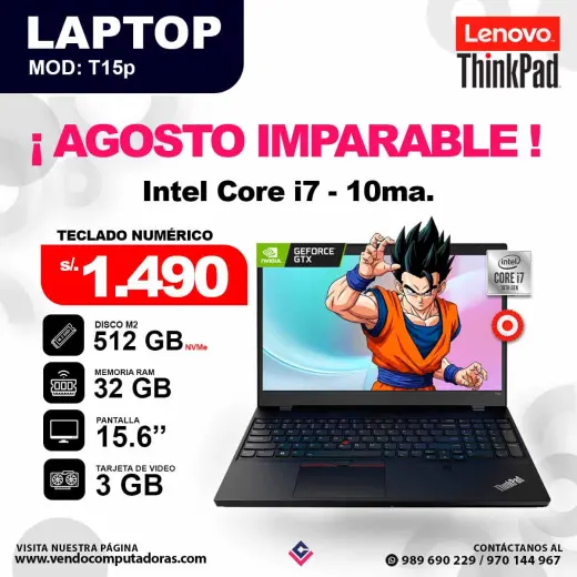 Laptop LENOVO THINKPAD core i7 - 10ma. / ThinkPad T15p