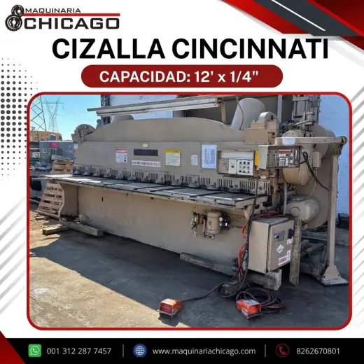 GUILLOTINA CINCINNATI 12' X 1/4" MECÁNICA CON TOPE CNC AÑO 1994 EN VENTA