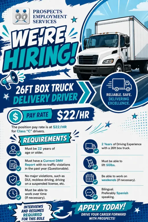 HIRING 26FT BOX TRUCK DRIVER