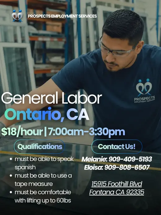 🚨 ¡ESTAMOS CONTRATANDO PERSONAL DE TRABAJO GENERAL EN ONTARIO! 🚨