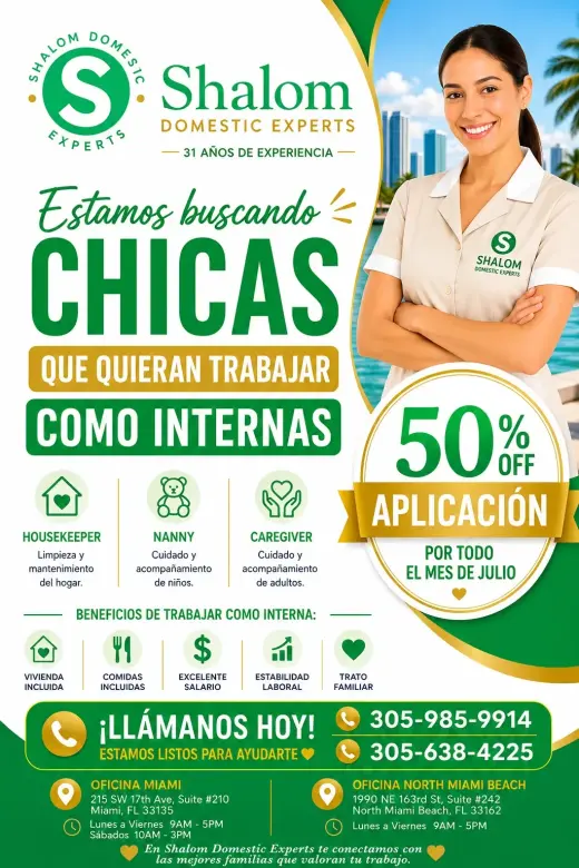 🚨 ¿BUSCAS TRABAJO COMO INTERNA? ¡ESTA ES TU OPORTUNIDAD! 🏡💚