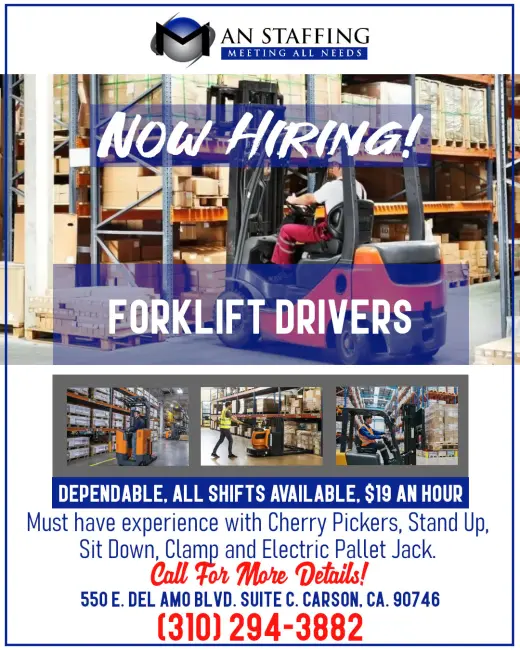 Trabajos Disponible - Forklift/Warehouse
