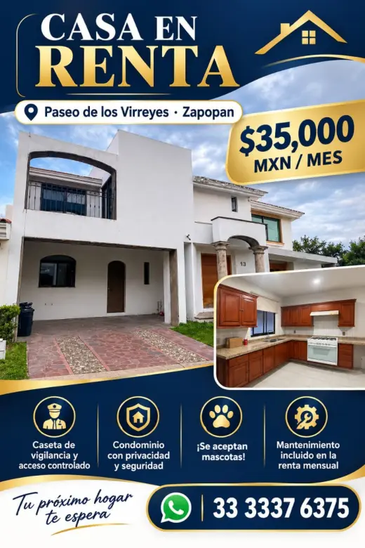 SE RENTA CASA EN CONDOMINIO VIRREYES