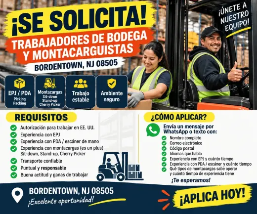 ¡Estamos Contratando! Trabajadores de Bodega y Montacarguistas
