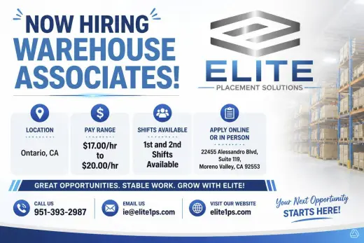 Estamos Contratando Empleados De Bodega En Ontario, CA