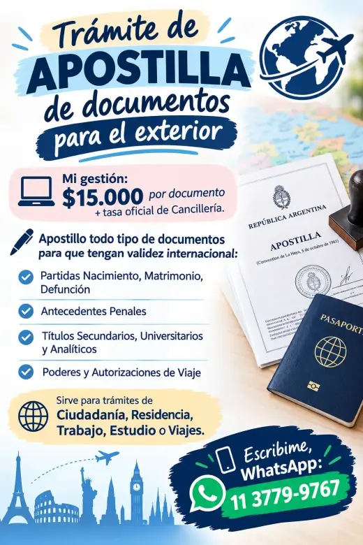 Trámite de apostilla de documentos para el exterior
