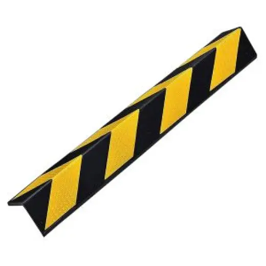 Protectores de caucho negro para esquinas, con reflectivos amarillos.