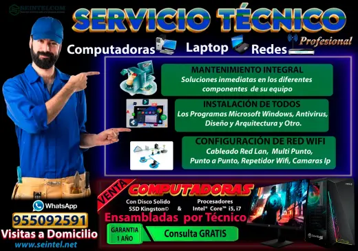 servicio técnico de computadoras y laptops a domicilio