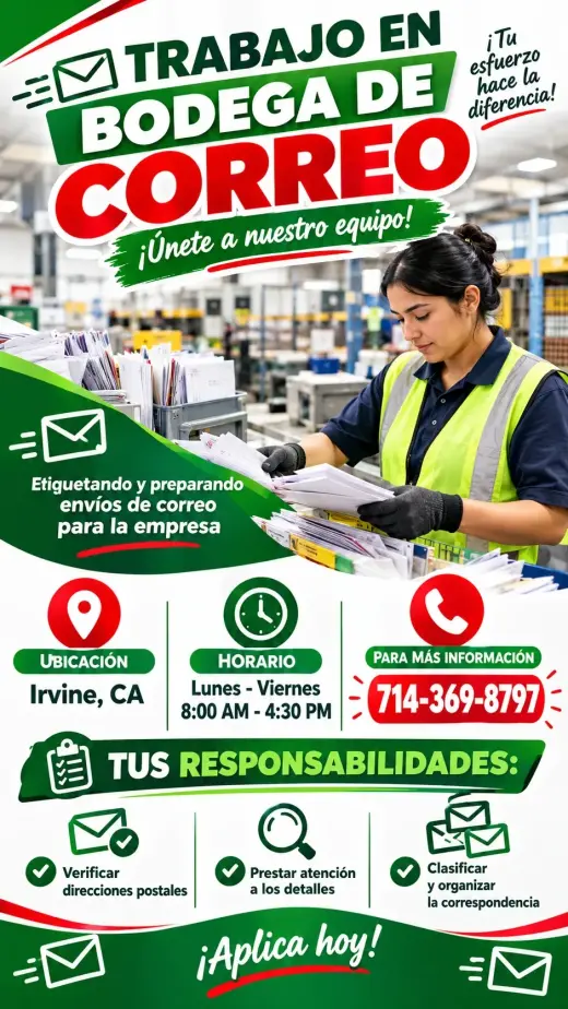 Trabajo en bodega de correo