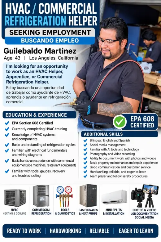 Entry-Level HVAC Technician – Looking for Work