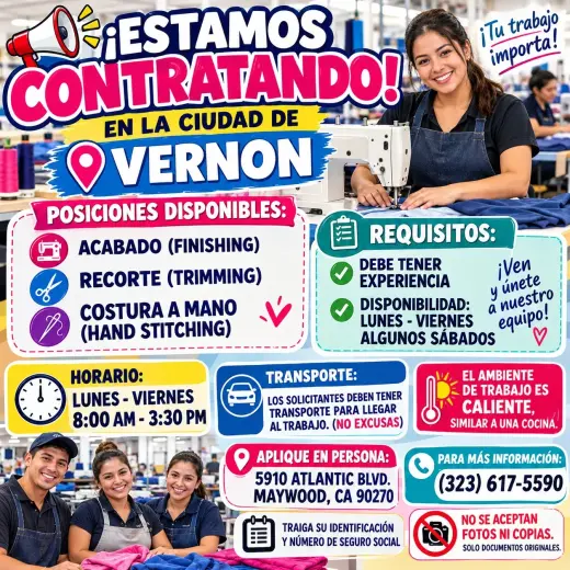 ¡Oportunidades de Trabajo en Vernon - Únete a Nuestro Equipo!