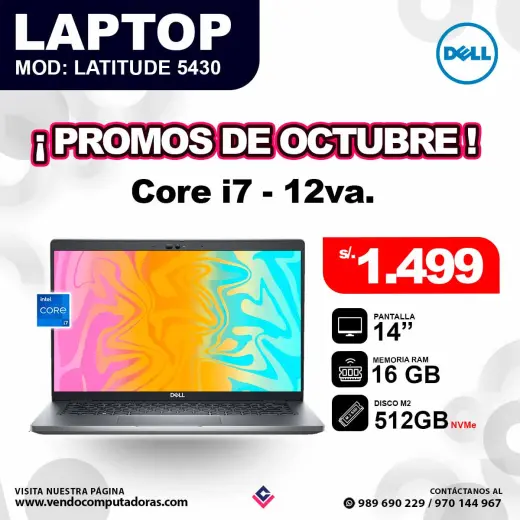 Laptop DELL core i7 - 12va. LATITUDE 5430
