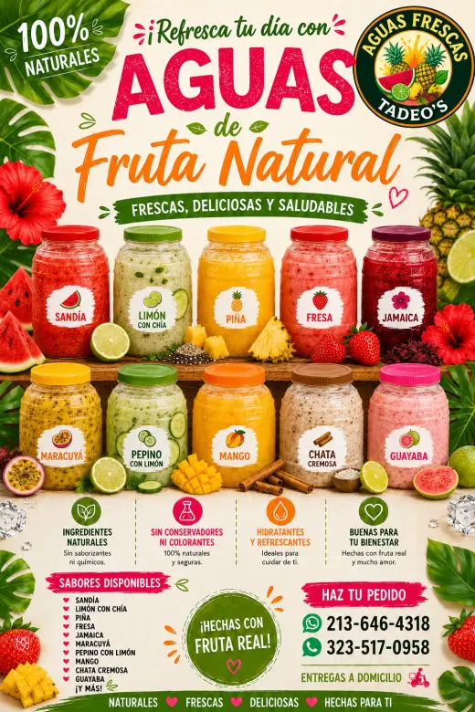 🍓Aguas Frescas 100% Naturales🍍