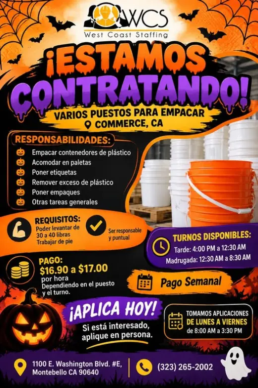 Oportunidades de Trabajo para Puestos de Empaque en Commerce, CA
