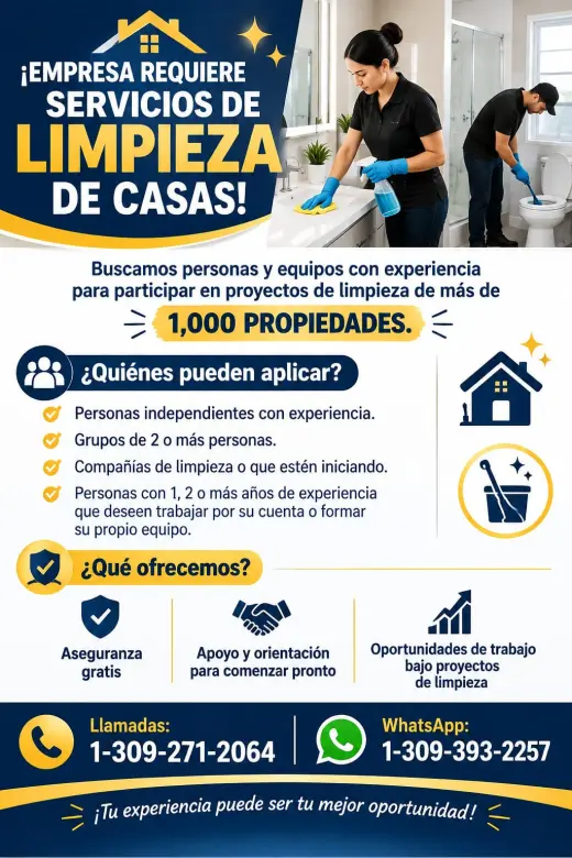 EMPLEO DE LIMPIEZA DE CASAS POR PROYECTOS