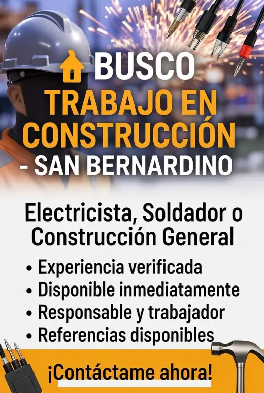 Busco Empleo En construcción, Electricista o Soldadura
