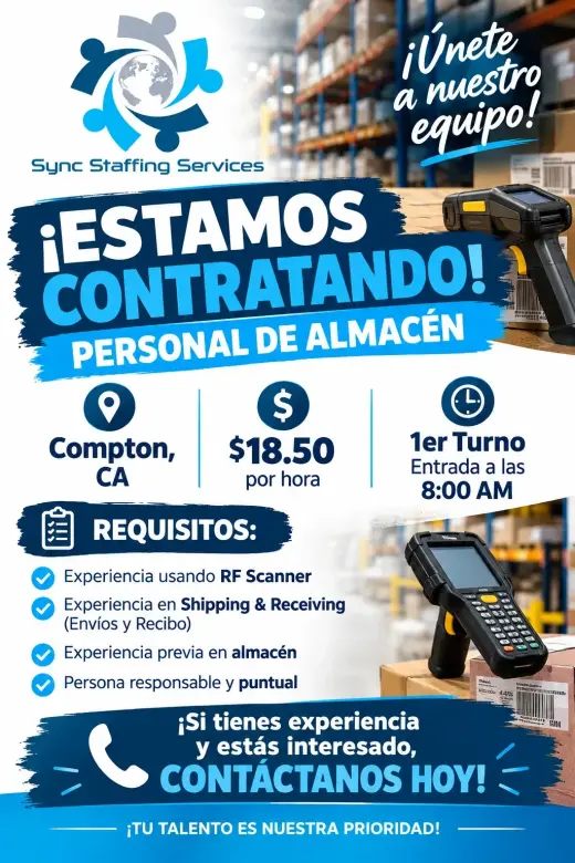 🚨 ¡ESTAMOS CONTRATANDO! – PERSONAL DE ALMACÉN 🚨