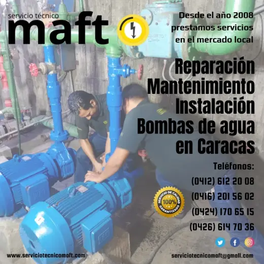 Instalación reparación bombas de agua en Caracas