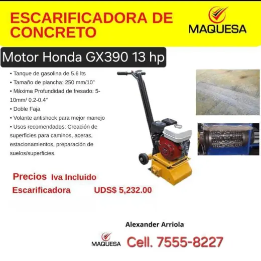 Escarificadora para Concreto JF-HONDA GX390 13 hp.