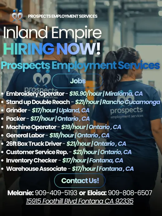 EMPLEO CERCA DE FONTANA