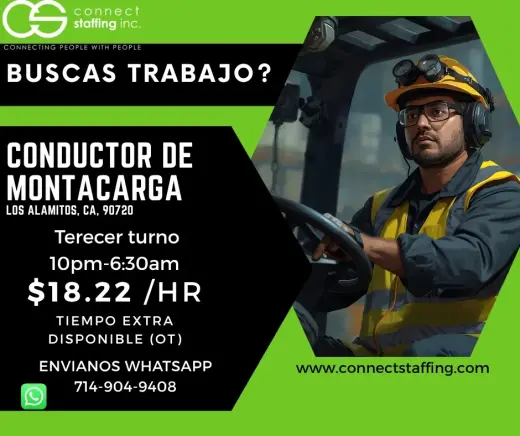 Conductor de Montacarga 3er Turno